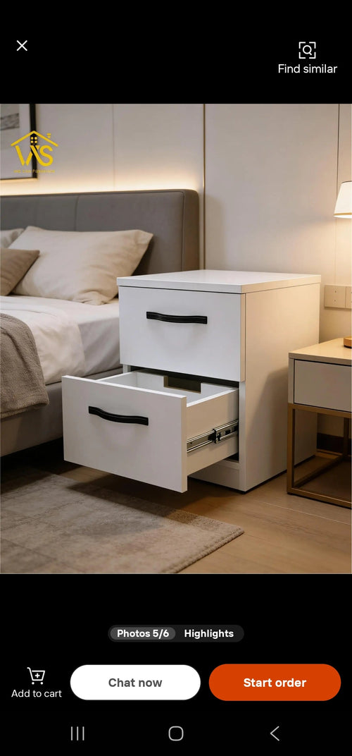 Minimalist Nordic 2-Drawer Bedside Table with Hidden RFID Compartment – White